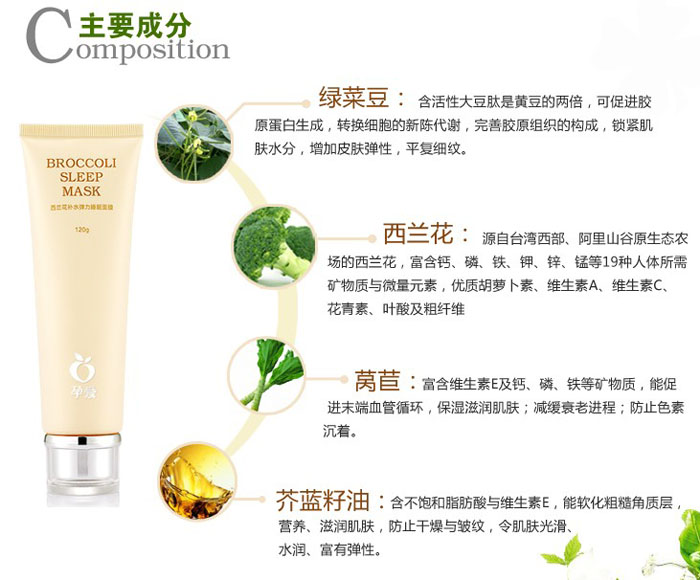西蘭花補(bǔ)水彈力睡眠面膜
