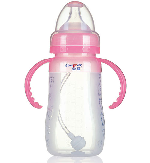 皇嬰寬口硅膠自動(dòng)奶瓶240ml粉色