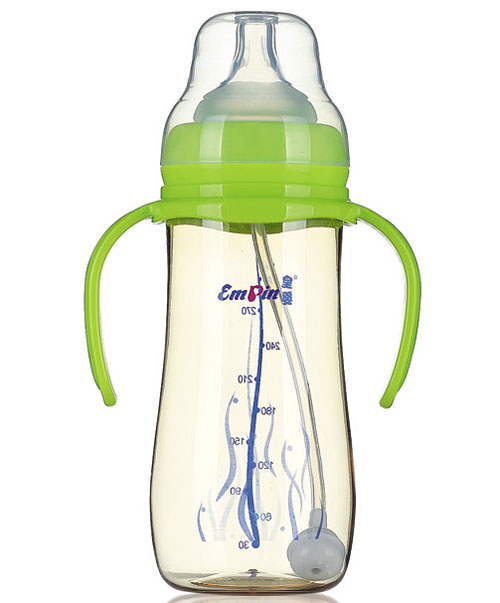 皇嬰PPSU寬口圓弧自動奶瓶300ml綠色