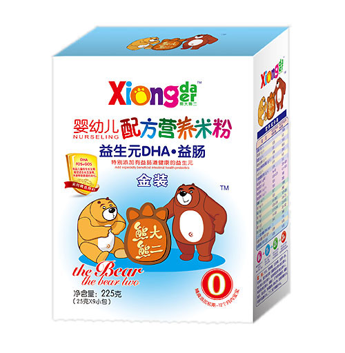 熊大熊二益生元DHA益腸嬰幼兒營養(yǎng)米粉