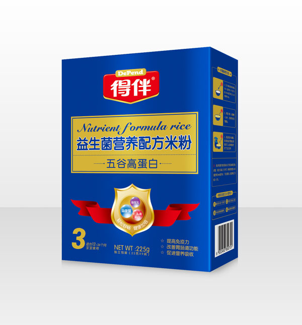 得伴益生菌五谷高蛋白營養(yǎng)配方米粉3段