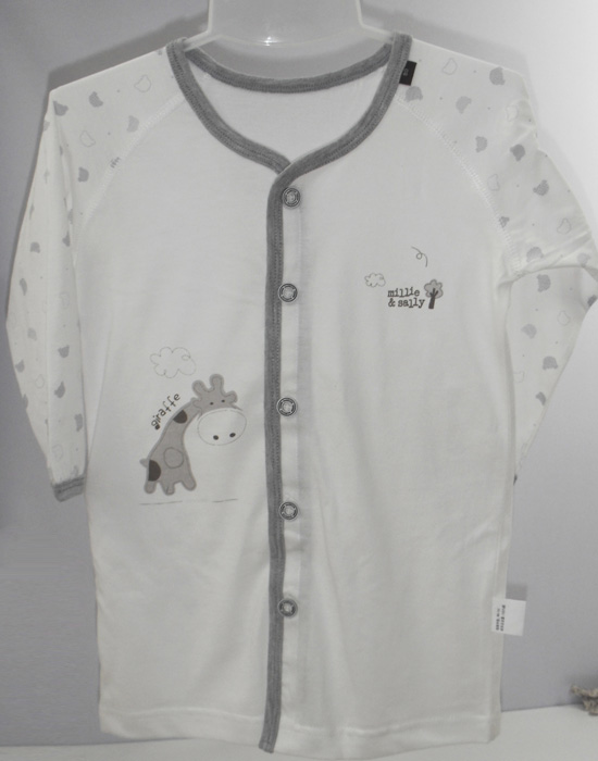 娃愛(ài)的蓓蓓灰色邊開(kāi)衫純棉上衣