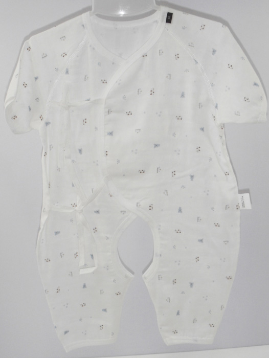 娃愛的蓓蓓紗布系帶開檔連體衣