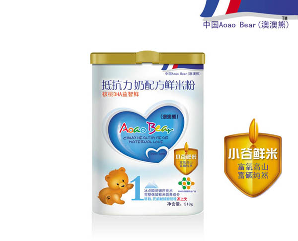 澳澳熊核桃DHA益智鮮奶配方鮮米粉