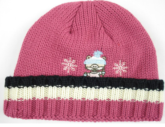 幼之戀雙層針織幼兒帽品紅