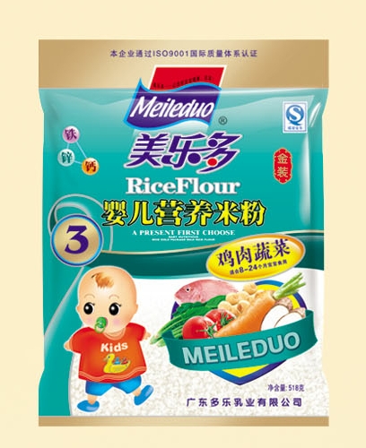 美多樂(lè)袋裝雞肉蔬菜嬰兒營(yíng)養(yǎng)米粉3段