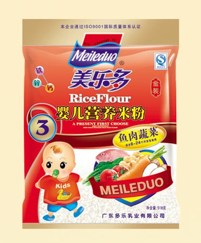 美多樂(lè)袋裝魚(yú)肉蔬菜嬰兒營(yíng)養(yǎng)米粉3段