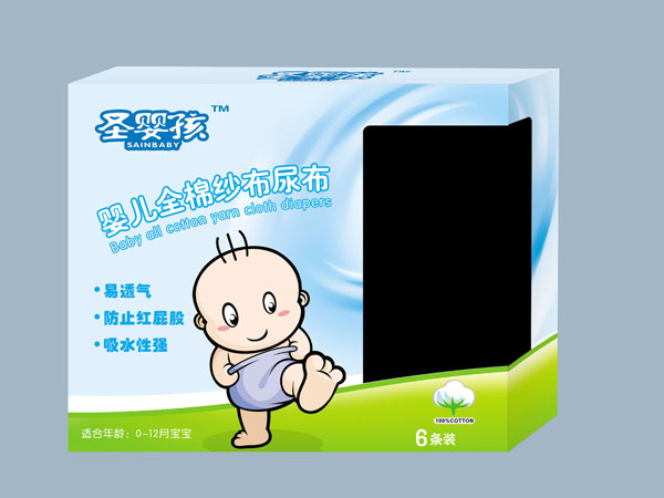 圣嬰孩嬰兒全棉紗布尿布6條裝