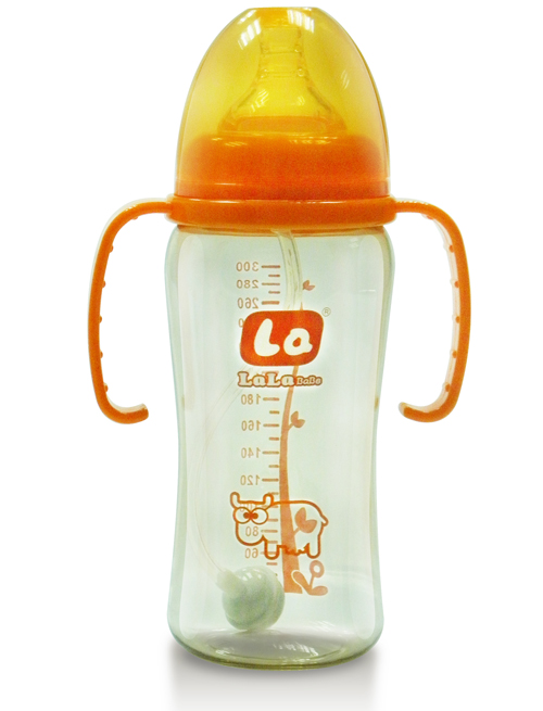 樂(lè)樂(lè)寶貝帶炳吸管嬰兒奶瓶