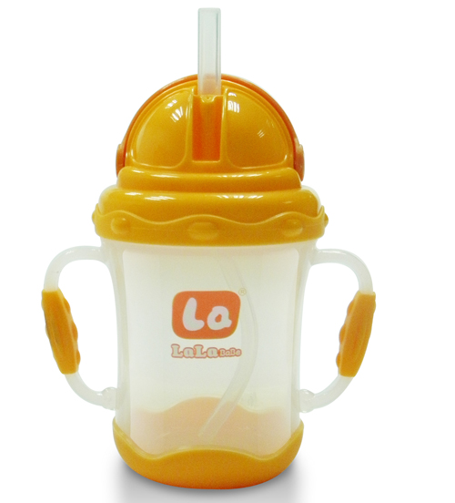 樂樂寶貝帶炳吸管學飲杯黃色