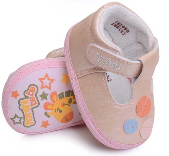 天使之嬰格子布幼兒步前鞋粉色