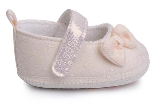 天使之嬰提花布幼兒學步鞋粉黃