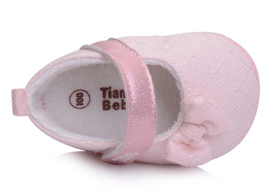 天使之嬰提花布幼兒學(xué)步鞋粉紅