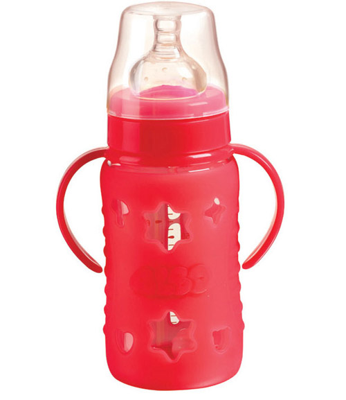 愛樂寶硅膠感溫自動(dòng)玻璃奶瓶240m紅色