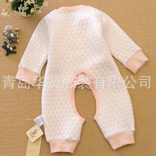 樂(lè)嬰健純棉保暖開(kāi)檔連體衣