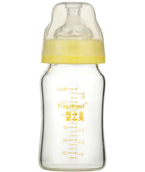 嬰之美寬口晶鉆玻璃奶瓶180ML黃色