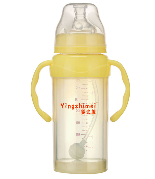 嬰之美寬口防爆雙耳自動(dòng)玻璃奶瓶240ML