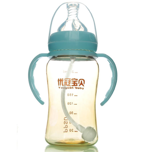 優(yōu)冠寶貝PPSU寬口帶柄自動奶瓶240ml藍(lán)色