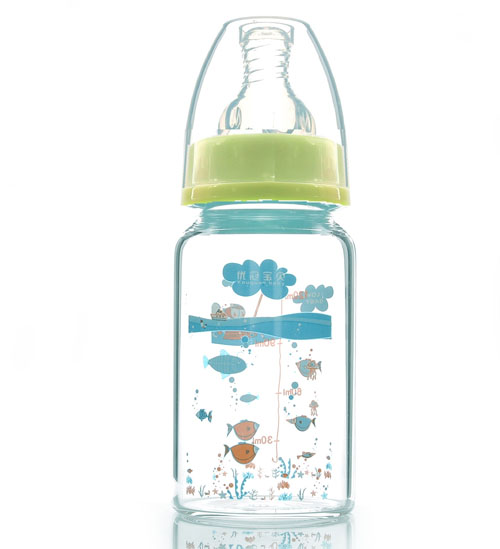 優(yōu)冠寶貝標口金鉆玻璃奶瓶120ml綠色