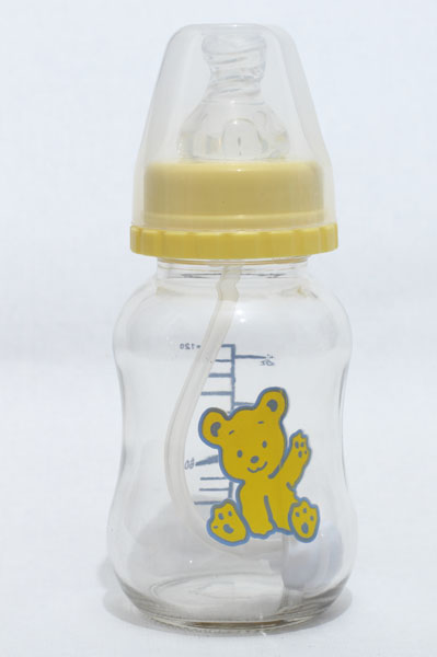 新兒寶標口120ml圓弧帶吸管玻璃奶瓶