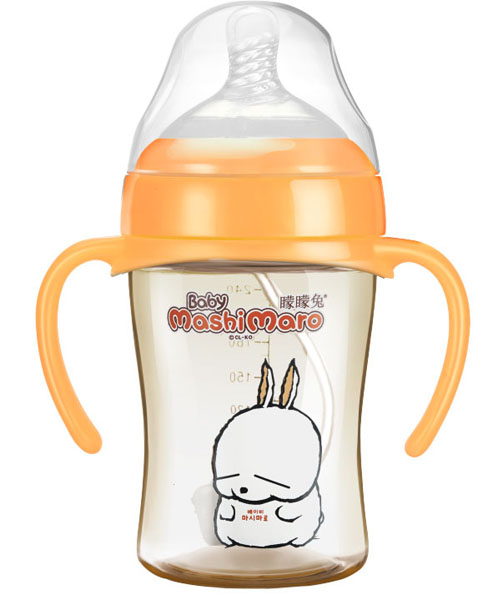 矇矇兔橙色PPSU自動(dòng)寬口奶瓶