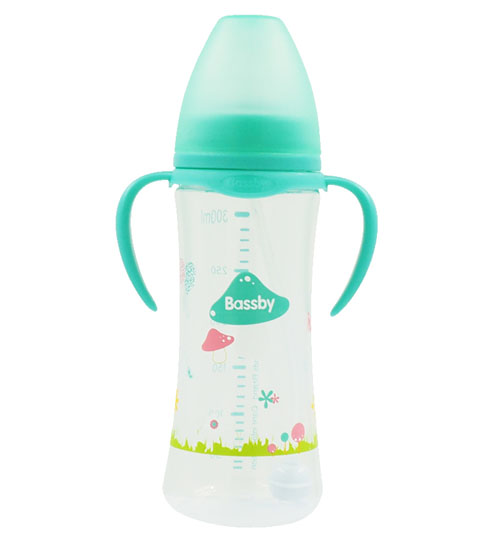 貝斯比寬口弧形PP自動奶瓶300ml綠色