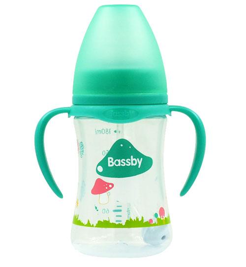 貝斯比寬口弧形PP自動(dòng)奶瓶180ml綠色