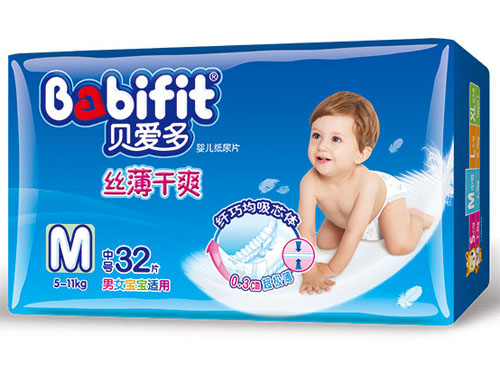 貝愛(ài)多絲薄干爽紙尿片M碼32片中包裝