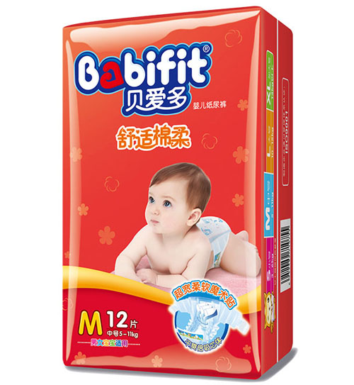 貝愛(ài)多舒適棉柔紙尿褲M碼12片小包裝