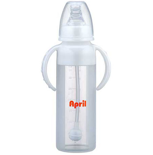 愛普麗標口液態(tài)硅膠奶瓶240ml白色