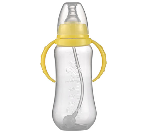 愛普麗標(biāo)口弧形PP奶瓶280ml黃色