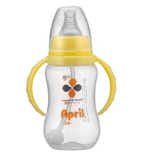 愛普麗標口弧形奶瓶180ml黃色