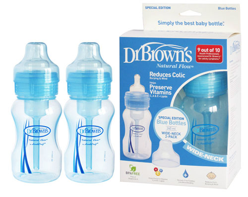 布朗博士彩色寬口PP奶瓶對裝藍(lán)色