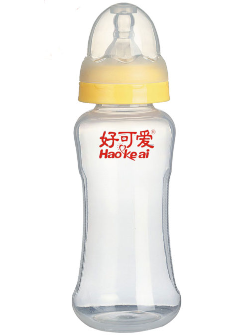 好可愛(ài)標(biāo)口弧形奶瓶300ml