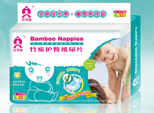 貝可親竹炭護(hù)臀紙尿片L碼32片