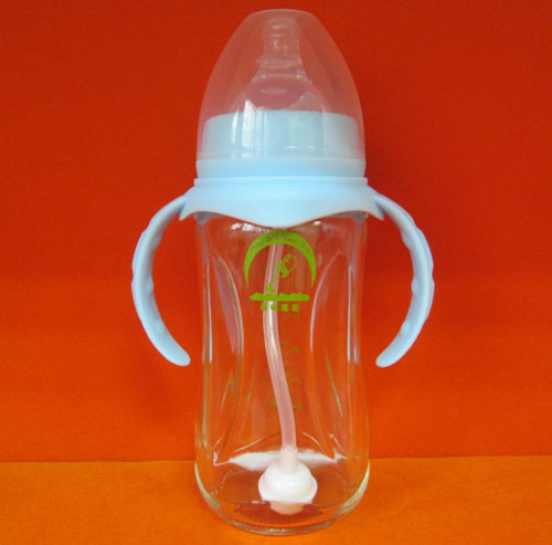 苗哺專家8安寬口棱形雙耳抗摔防爆玻璃奶瓶240ml