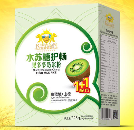 金盾愛(ài)嬰獼猴桃山楂水蘇糖水果奶米粉盒裝