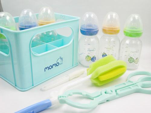 貝三寶歐式奶瓶籃加6支標口玻璃奶瓶大禮包