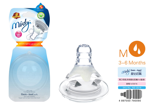 麥地寬口母乳實感星鉆奶嘴(1X2盒裝)M流量