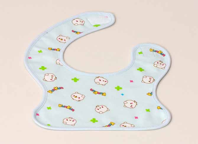 KUNKUN棉布印花嬰兒口水巾淺藍(lán)色