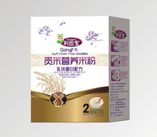 利因?qū)毴殍F蛋白貢米營(yíng)養(yǎng)米粉2段盒裝