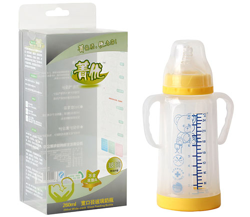 菁優(yōu)標(biāo)準(zhǔn)口徑玻璃奶瓶260ml黃色