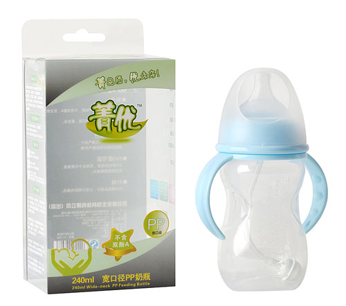 菁優(yōu)寬口徑PP奶瓶240ml藍(lán)色