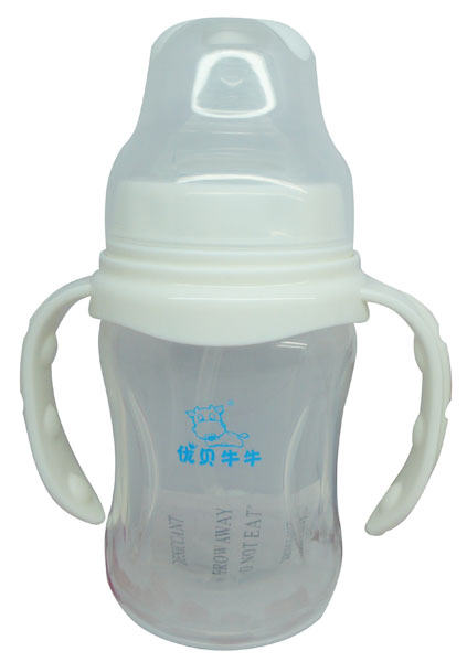 優(yōu)貝牛牛白色寬口雙柄全自動PP奶瓶180ml