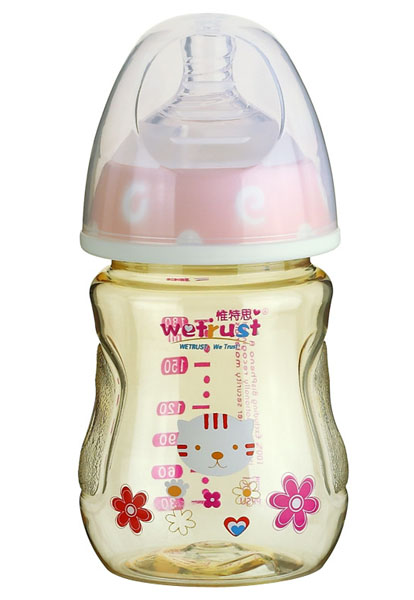 惟特思粉紅寬口PPSU奶瓶雙色無把手(180ml)
