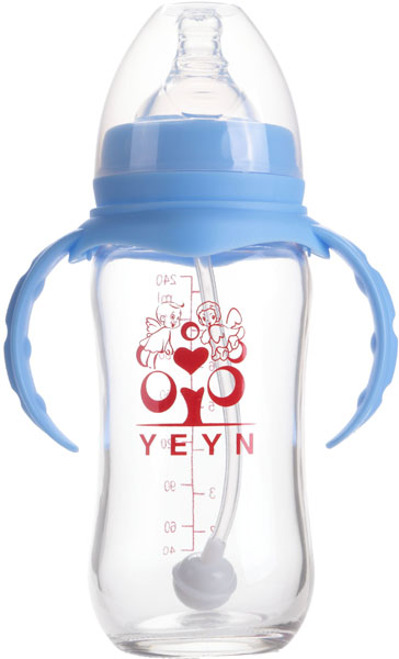 優(yōu)兒優(yōu)女240ml寬口有柄自動鈦金玻璃奶瓶