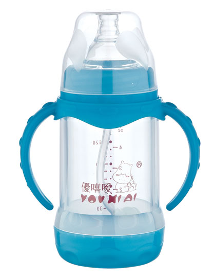 優(yōu)嘻噯雙柄全自動(dòng)防爆玻璃奶瓶150ml藍(lán)色