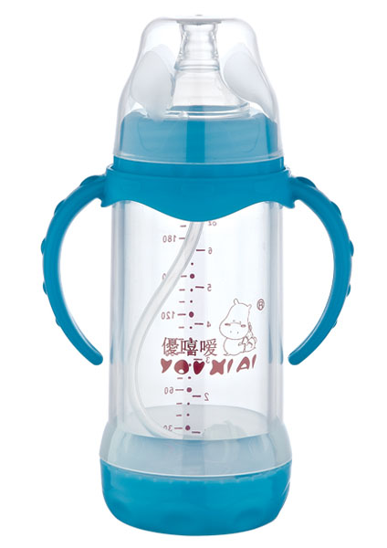 優(yōu)嘻噯雙柄全自動防爆玻璃奶瓶210ml藍(lán)色