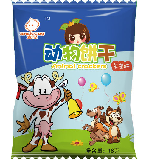 麥聰動(dòng)物餅干紫菜味18g