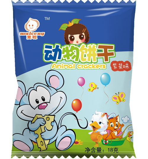 麥聰動(dòng)物餅干紫菜味18克